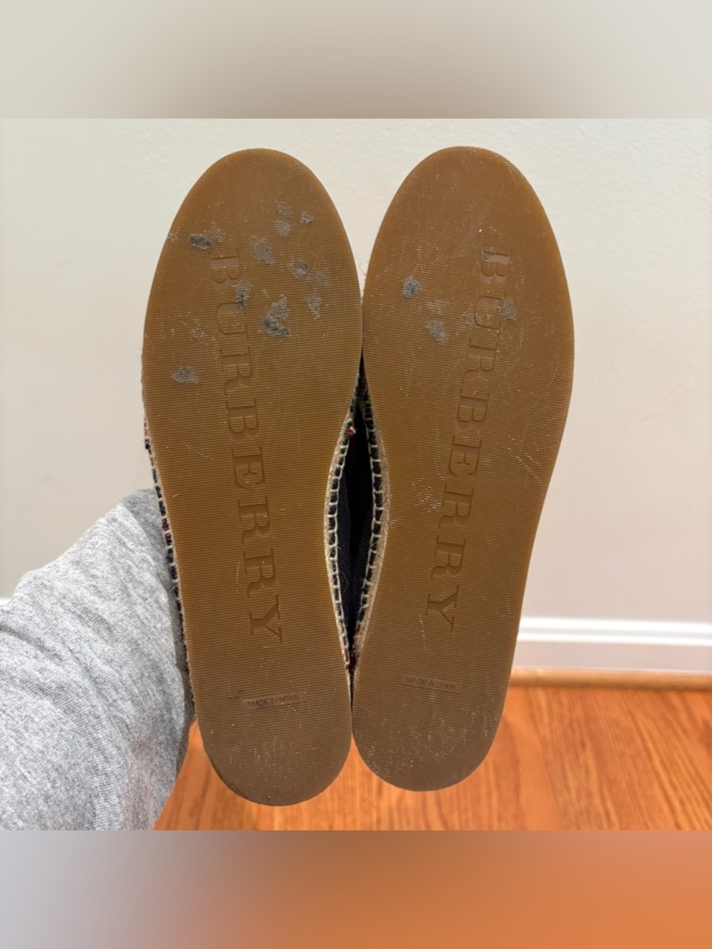 Burberry Hodgeson Check Canvas Espadrille Flats Size 39 Navy - Picture 11 of 13